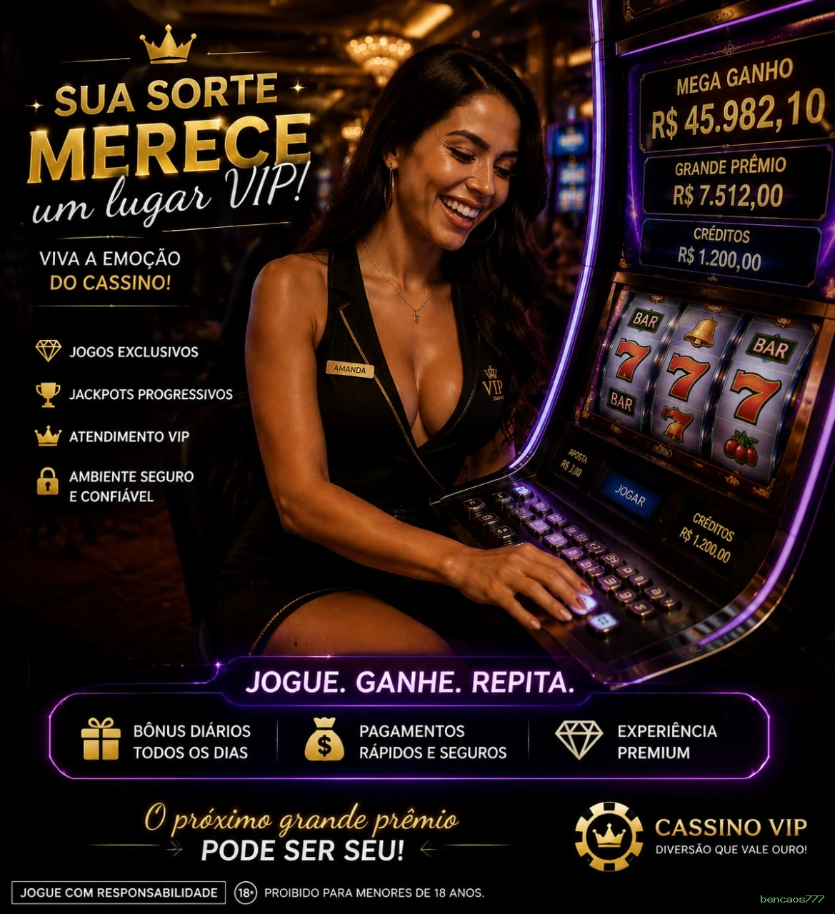 Jogos de Cassino Premium - Slots, Roleta, Blackjack e Dealer Ao Vivo